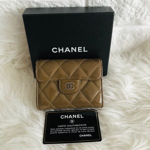 Chanel Brown Patent Leather Compact Cardholder